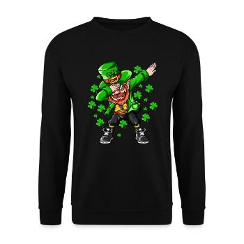 Shamrock leprechaun makes dabbing happy holiday - Unisex Sweatshirt - black - Front - Alina (178cm) & Michal (187cm)
