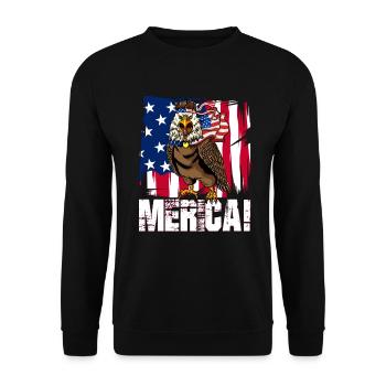 4. Juli Weißkopfseeadler Stirnband Merica Flagge - Unisex Pullover - Schwarz - Vorne - Alina (178cm) & Michal (187cm)