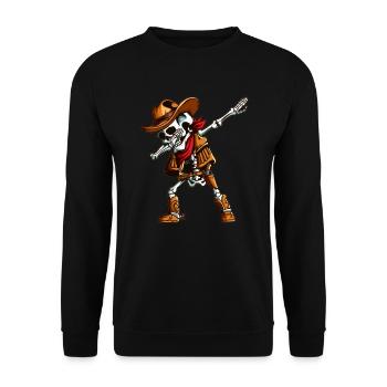 Halloween Cowboy Skeleton Dab Dabbing Costume - Unisex Sweatshirt - black - Front - Alina (178cm) & Michal (187cm)