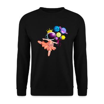 Ballerina Ballett Astronaut Mädchen Planet Ballon - Unisex Pullover - Schwarz - Vorne - Alina (178cm) & Michal (187cm)