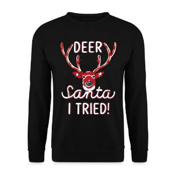Rudolf das Rentier - Deer Santa I tried - Geschenk - Unisex Pullover - Schwarz - Vorne - Alina (178cm) & Michal (187cm)