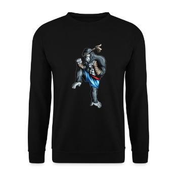 Kickboxing Monkey Orangutan Kampsport Boxer Monkey - Unisex Sweatshirt - black - Front - Alina (178cm) & Michal (187cm)