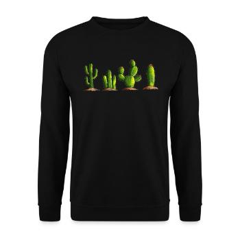 Wüstenpflanze Kaktus Kakteen Mexiko Wüste Garten - Unisex Pullover - Schwarz - Vorne - Alina (178cm) & Michal (187cm)