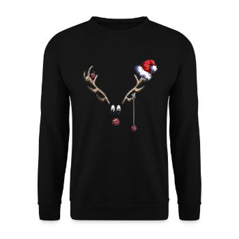 Christmas Party Reindeer Merry Christmas - Unisex Sweatshirt - black - Front - Alina (178cm) & Michal (187cm)