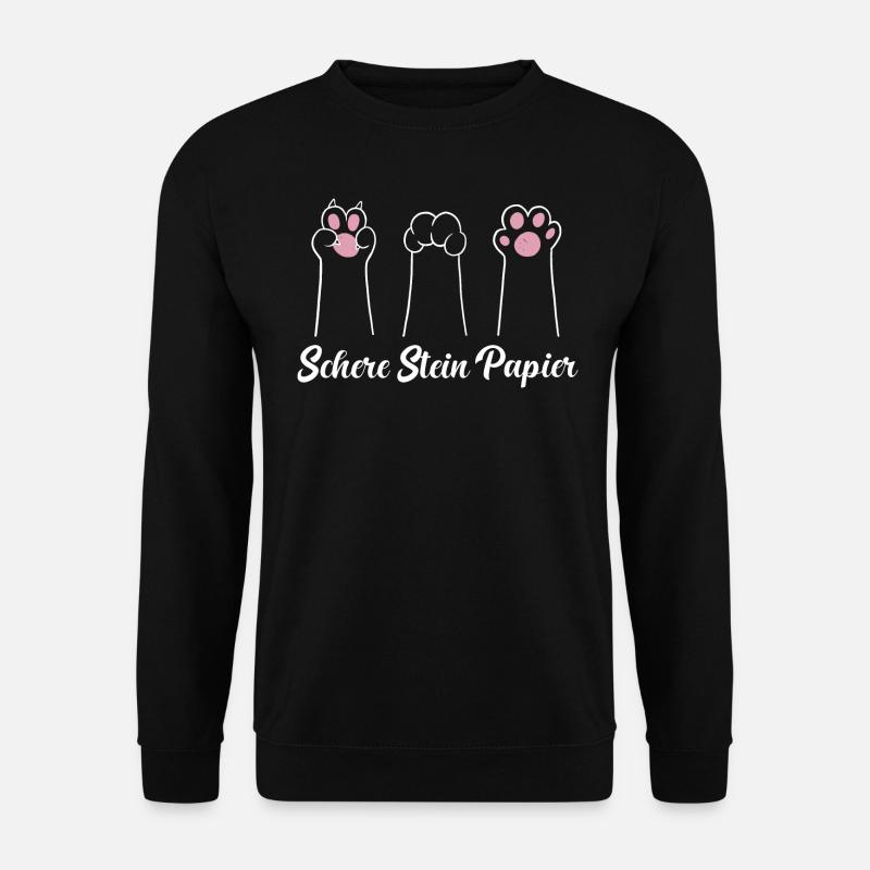 Schere Stein Papier Katzen Pfote Geschenkidee - Unisex Pullover - Schwarz