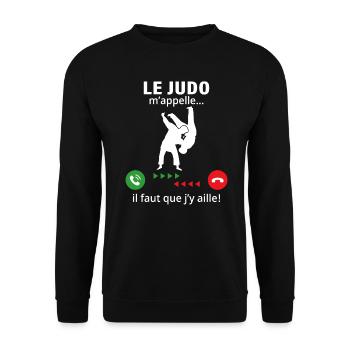 Le judo m'appelle il faut que j'y aille - Sweat-shirt Unisexe - noir - Devant - Alina (178cm) & Michal (187cm)