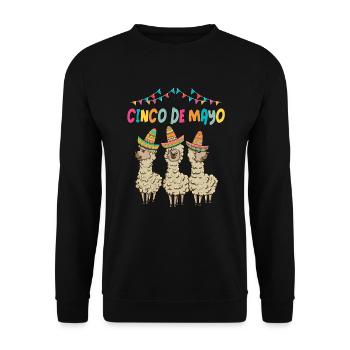 Alpaca with Sombrero Llama Cinco de Mayo Outfit - Unisex Sweatshirt - black - Front - Alina (178cm) & Michal (187cm)