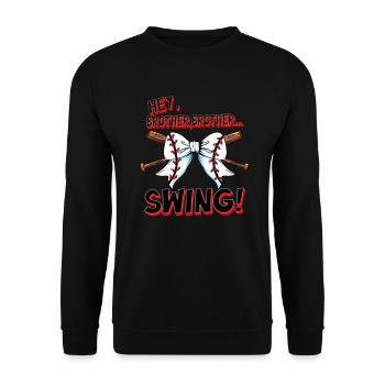 Baseballschläger Schleife Schwester Baseballshirt - Unisex Pullover - Schwarz - Vorne - Alina (178cm) & Michal (187cm)
