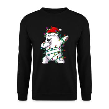 Eisbär in Lichterkette tanzt Dab Weihnachtskostüm - Unisex Pullover - Schwarz - Vorne - Alina (178cm) & Michal (187cm)