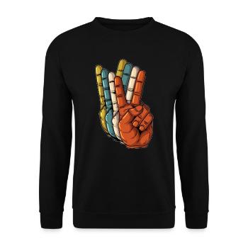 Peace Retro Peace Sign Hands World Peace - Unisex Sweatshirt - black - Front - Alina (178cm) & Michal (187cm)