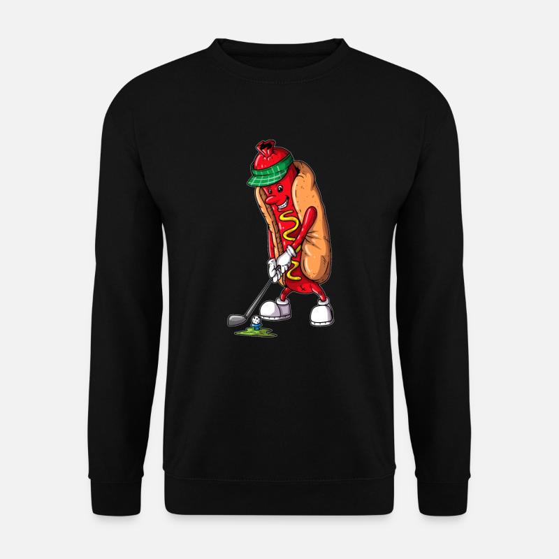 Hobby Golfer Golf Course Golfer Eating Hot Dog - Unisex Sweatshirt - black