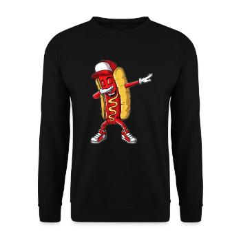 Hot Dog Dancing Dab Dabbing Fast Food Bun Saucisse - Sweat-shirt Unisexe - noir - Devant - Alina (178cm) & Michal (187cm)