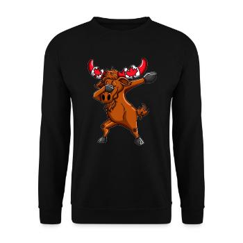 Canadian Moose with Canada Flag Dab Dabbing - Unisex Sweatshirt - black - Front - Alina (178cm) & Michal (187cm)