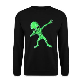 Alien green alien does dab dabbing - Unisex Sweatshirt - black - Front - Alina (178cm) & Michal (187cm)