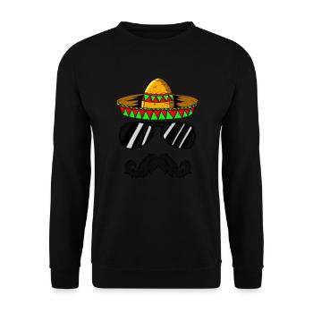 Witziges Mexiko Mexikaner Schnurbart Sombrero - Unisex Pullover - Schwarz - Vorne - Alina (178cm) & Michal (187cm)