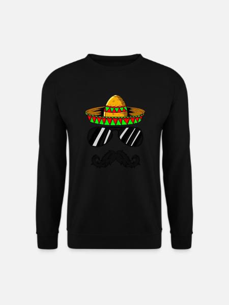 Witziges Mexiko Mexikaner Schnurbart Sombrero - Unisex Pullover - Schwarz