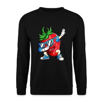 Erdbeere macht Dabbing Erdbeereis Tanz Shirt - Unisex Pullover - Schwarz - Vorne - Alina (178cm) & Michal (187cm)