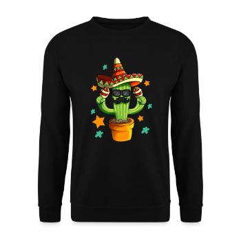 Musicien Cactus avec Maracas Poncho Sombrero Vacances - Sweat-shirt Unisexe - noir - Devant - Alina (178cm) & Michal (187cm)