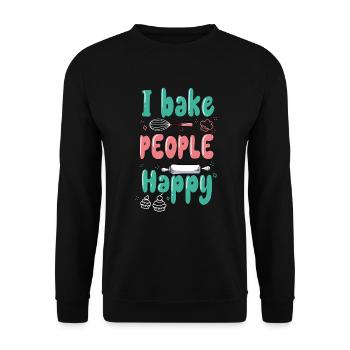 Baker Bakery I bake people happily - Unisex Sweatshirt - black - Front - Alina (178cm) & Michal (187cm)