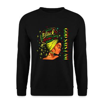 God Says I Am elegant Black Juneteen Girl 1865 - Unisex Sweatshirt - black - Front - Alina (178cm) & Michal (187cm)