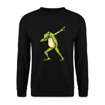 Dab tanzende Kröte im Frosch Teich Naturshirt - Unisex Pullover - Schwarz - Vorne - Alina (178cm) & Michal (187cm)