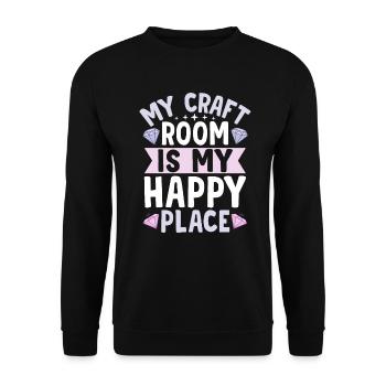 Mon atelier de bricolage est mon endroit heureux - Diamond Painting - Sweat-shirt Unisexe - noir - Devant - Alina (178cm) & Michal (187cm)