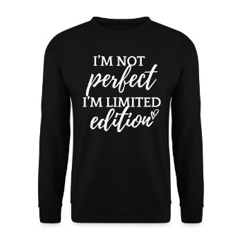Ich bin nicht perfekt Ich bin Limited Edition Lustig - Unisex Pullover - Schwarz - Vorne - Alina (178cm) & Michal (187cm)