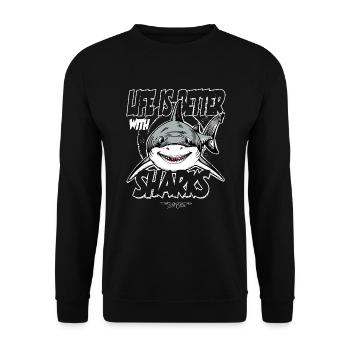 Life is better with sharks - Underwater - Unisex Sweatshirt - black - Front - Alina (178cm) & Michal (187cm)