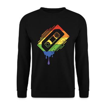 Tropfendes Kassettenband Pride - Unisex Pullover - Schwarz - Vorne - Alina (178cm) & Michal (187cm)