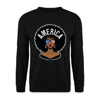 Amerika Afro - Unisex Pullover - Schwarz - Vorne - Alina (178cm) & Michal (187cm)
