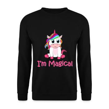 Unicorn / Einhorn I'm Magical - Unisex Pullover - Schwarz - Vorne - Alina (178cm) & Michal (187cm)