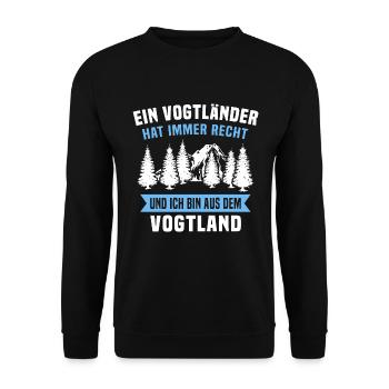 Vogtländer Spruch Vogtland hat recht - Unisex Pullover - Schwarz - Vorne - Alina (178cm) & Michal (187cm)