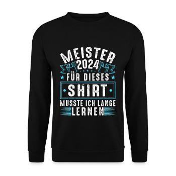 Meisterprüfung Meisterschule 2024 Meister - Unisex Pullover - Schwarz - Vorne - Alina (178cm) & Michal (187cm)