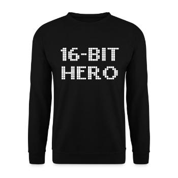 16-Bit Hero - white - Unisex Sweatshirt - black - Front - Alina (178cm) & Michal (187cm)