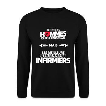 Cadeau humour infirmier - Sweat-shirt Unisexe - noir - Devant - Alina (178cm) & Michal (187cm)