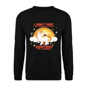 I don't fart, I whisper in my pants - - Unisex Sweatshirt - black - Front - Alina (178cm) & Michal (187cm)