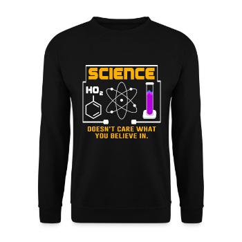 Wissenschaft - Es Ist Egal, Woran Du Glaubst - Unisex Pullover - Schwarz - Vorne - Alina (178cm) & Michal (187cm)