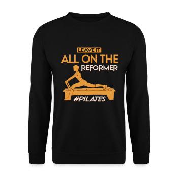 Laissez tout sur le motif Reformer Pilates - Sweat-shirt Unisexe - noir - Devant - Alina (178cm) & Michal (187cm)
