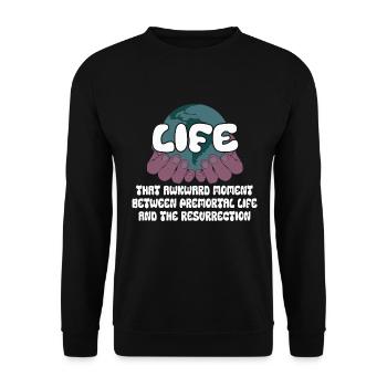 Life Das Peinliche Moment Zwischen Leben - Unisex Pullover - Schwarz - Vorne - Alina (178cm) & Michal (187cm)