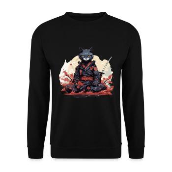 Japanese Art Cat Kawaii Anime - Unisex Sweatshirt - black - Front - Alina (178cm) & Michal (187cm)