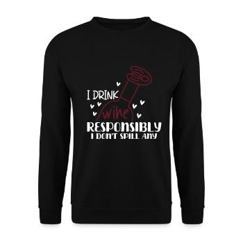 Je bois du vin de manière responsable, je - Sweat-shirt Unisexe - noir - Devant - Alina (178cm) & Michal (187cm)