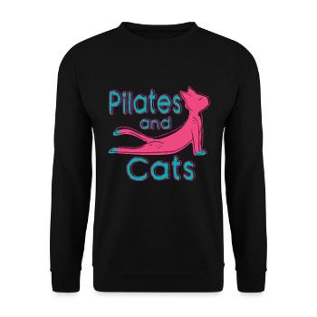 Motif de relaxation Pilates et chats - Sweat-shirt Unisexe - noir - Devant - Alina (178cm) & Michal (187cm)