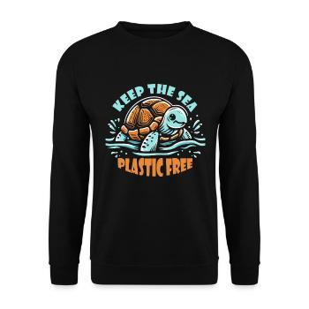 Keep The Sea Plastic Free Schildkröte Motiv - Unisex Pullover - Schwarz - Vorne - Alina (178cm) & Michal (187cm)