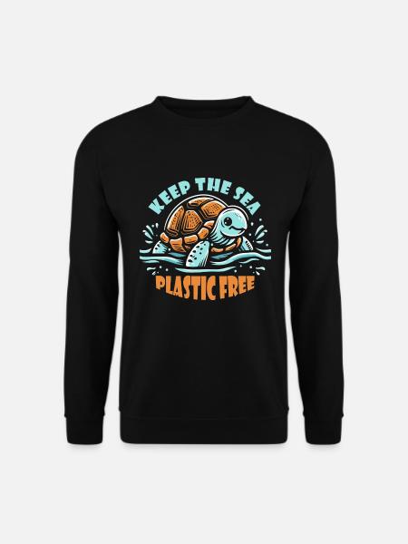 Keep The Sea Plastic Free Schildkröte Motiv - Unisex Pullover - Schwarz
