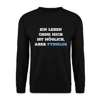Fynn Vorname SpruchFynnlos Name - Unisex Pullover - Schwarz - Vorne - Alina (178cm) & Michal (187cm)