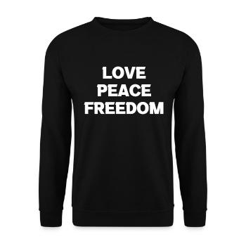 Love Peace Freedom - Unisex Pullover - Schwarz - Vorne - Alina (178cm) & Michal (187cm)