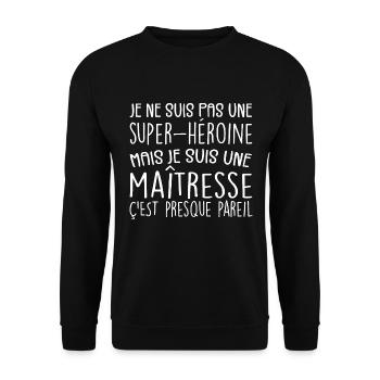 maîtresse humour maitresse d'école cadeau - Sweat-shirt Unisexe - noir - Devant - Alina (178cm) & Michal (187cm)