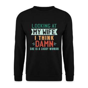 En regardant ma femme, je me dis que c’est bon sang - Sweat-shirt Unisexe - noir - Devant - Alina (178cm) & Michal (187cm)