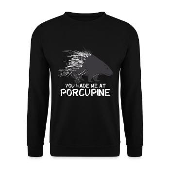 Stab Kaninchen Stachelschwein Naturliebhaber - Unisex Pullover - Schwarz - Vorne - Alina (178cm) & Michal (187cm)