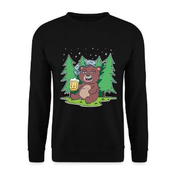 ivre ours avec de la bière dans le pré - Sweat-shirt Unisexe - noir - Devant - Alina (178cm) & Michal (187cm)